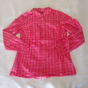 Isaac Mizrahi Live Denim Gingham Button Down Shirt